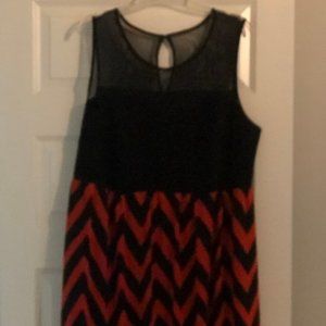 Sami & Jo Plus - Red & Black Chevron Dress